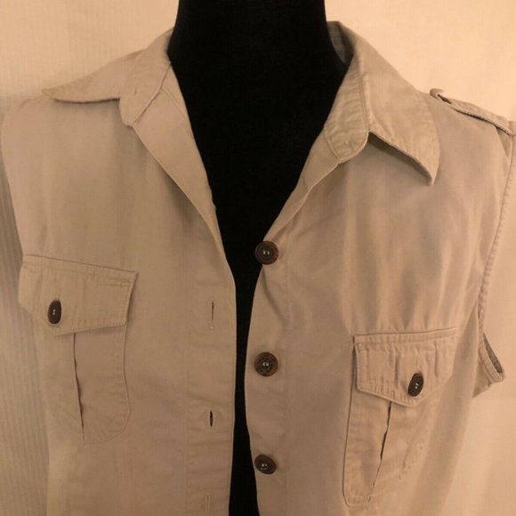 WHITE STAG TAN/BEIGE BUTTON FRONT VEST LARGE-EUC - Picture 3 of 8